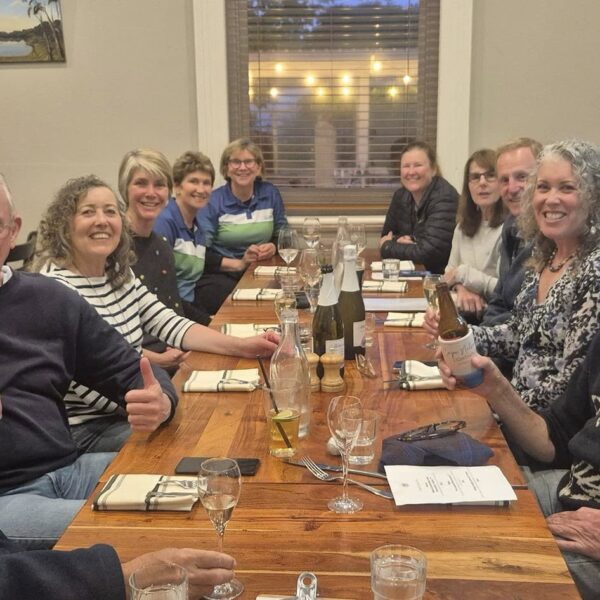 walkers enjoy the last dinner of the trip in penola